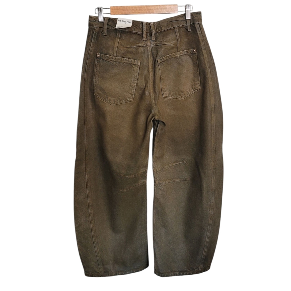 🆕️ Free People Good Luck Coated Barrel Jeans - Picture 10 of 14